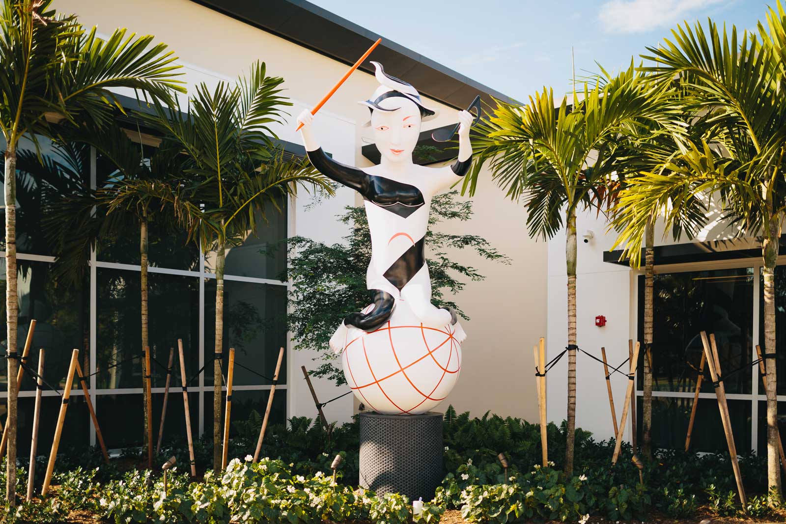 newly installed cast aluminum and paint sculpture entitled Harmony by artist Patti Warashina, photo by Heather Holt
