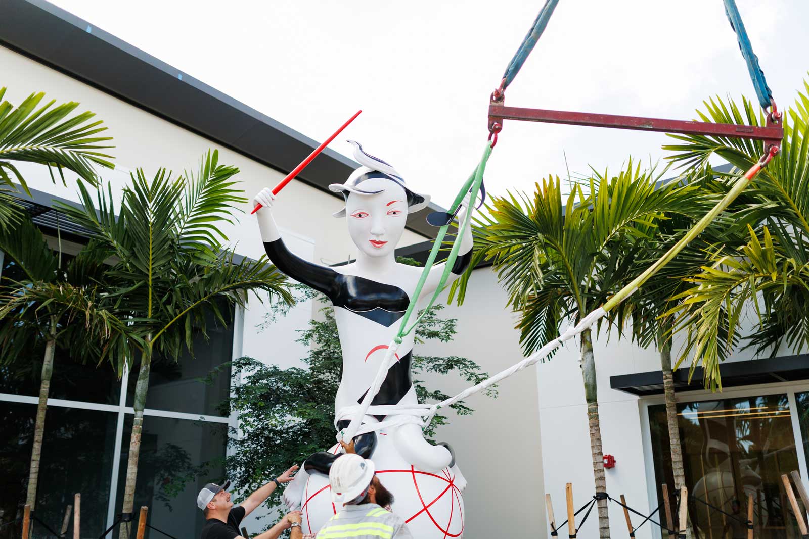 installation of cast aluminum and paint sculpture entitled Harmony by artist Patti Warashina, photo by Heather Holt