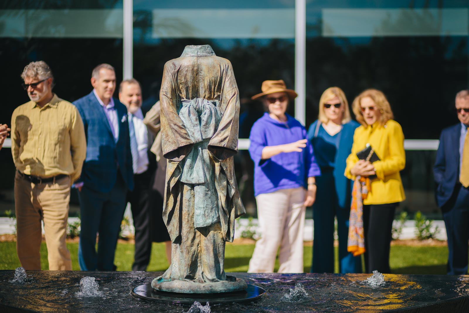 opening event at Cornelia T. Bailey Cultural Arts Center with cast bronze entitled Hanako by artist Karen LaMonte, photo by Heather Holt