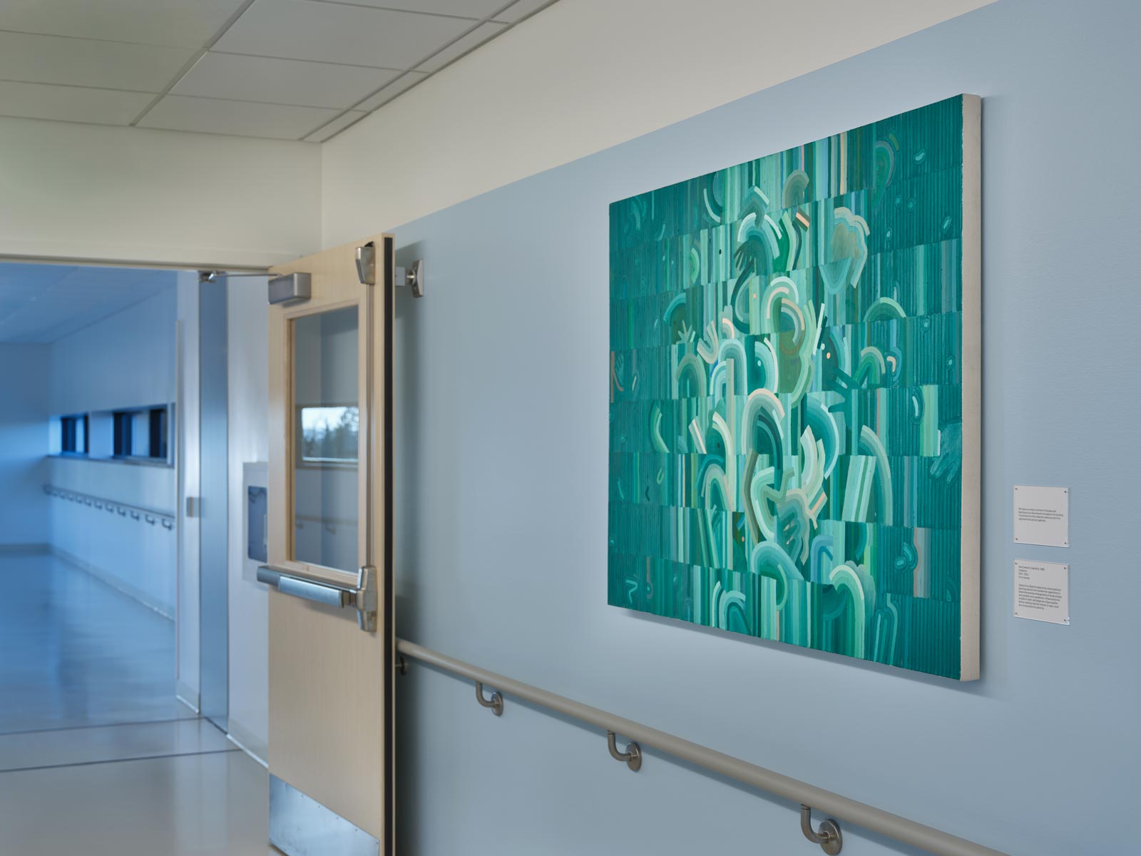 new hall art installation at St. Michael Medical Center new patient tower on the Kitsap Peninsula, photo by Ben Benschneider