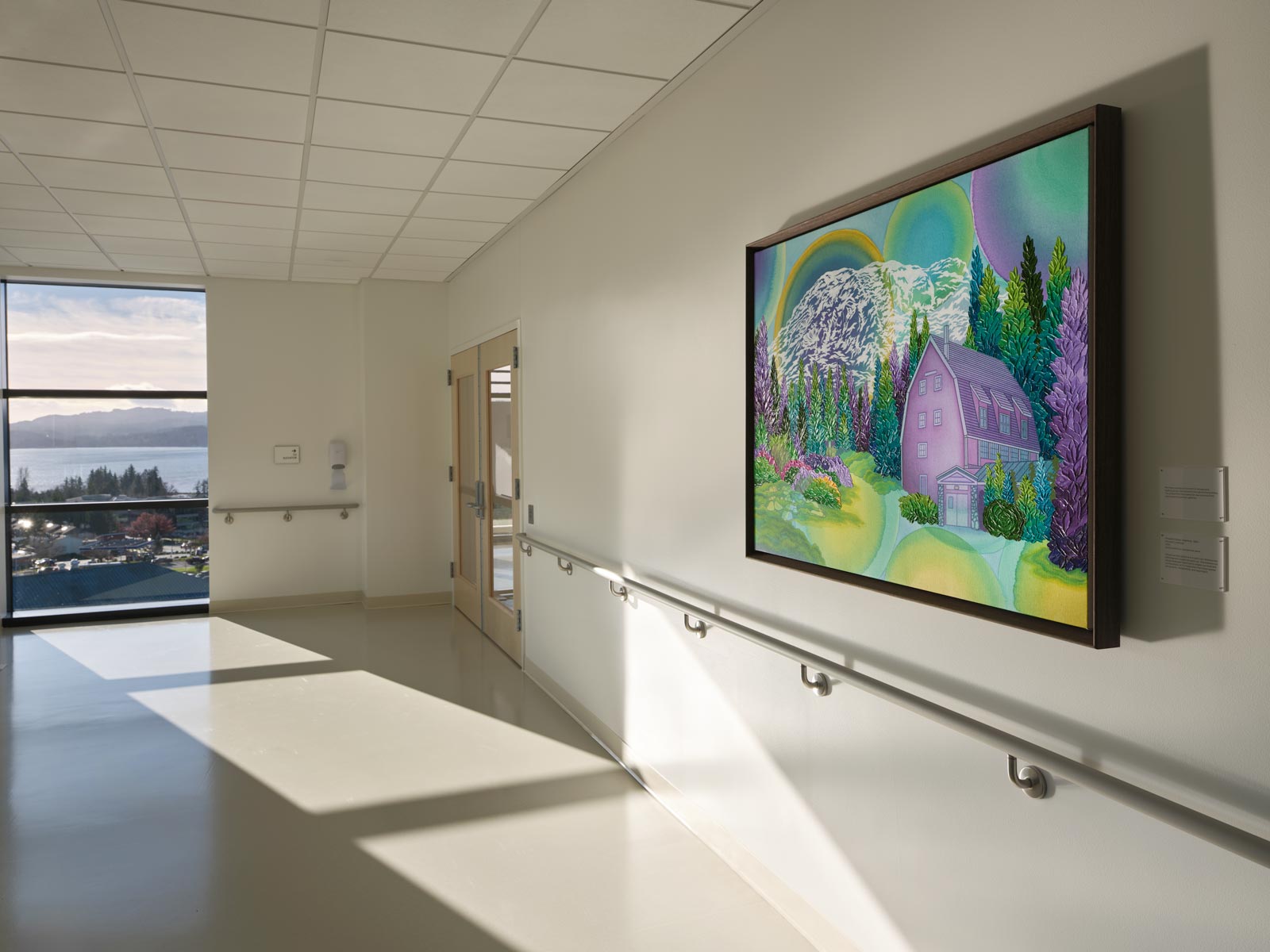 new hall art installation at St. Michael Medical Center new patient tower on the Kitsap Peninsula, photo by Ben Benschneider