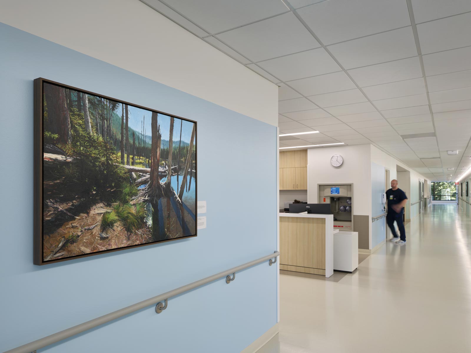 new hall art installation at St. Michael Medical Center new patient tower on the Kitsap Peninsula, photo by Ben Benschneider