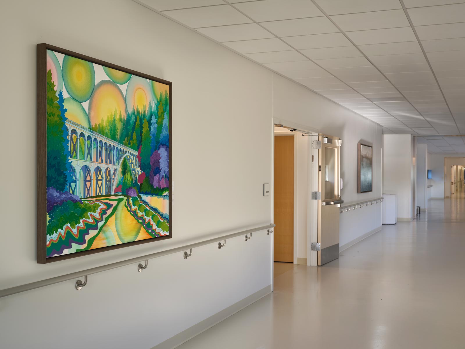 new hall art installation at St. Michael Medical Center new patient tower on the Kitsap Peninsula, photo by Ben Benschneider
