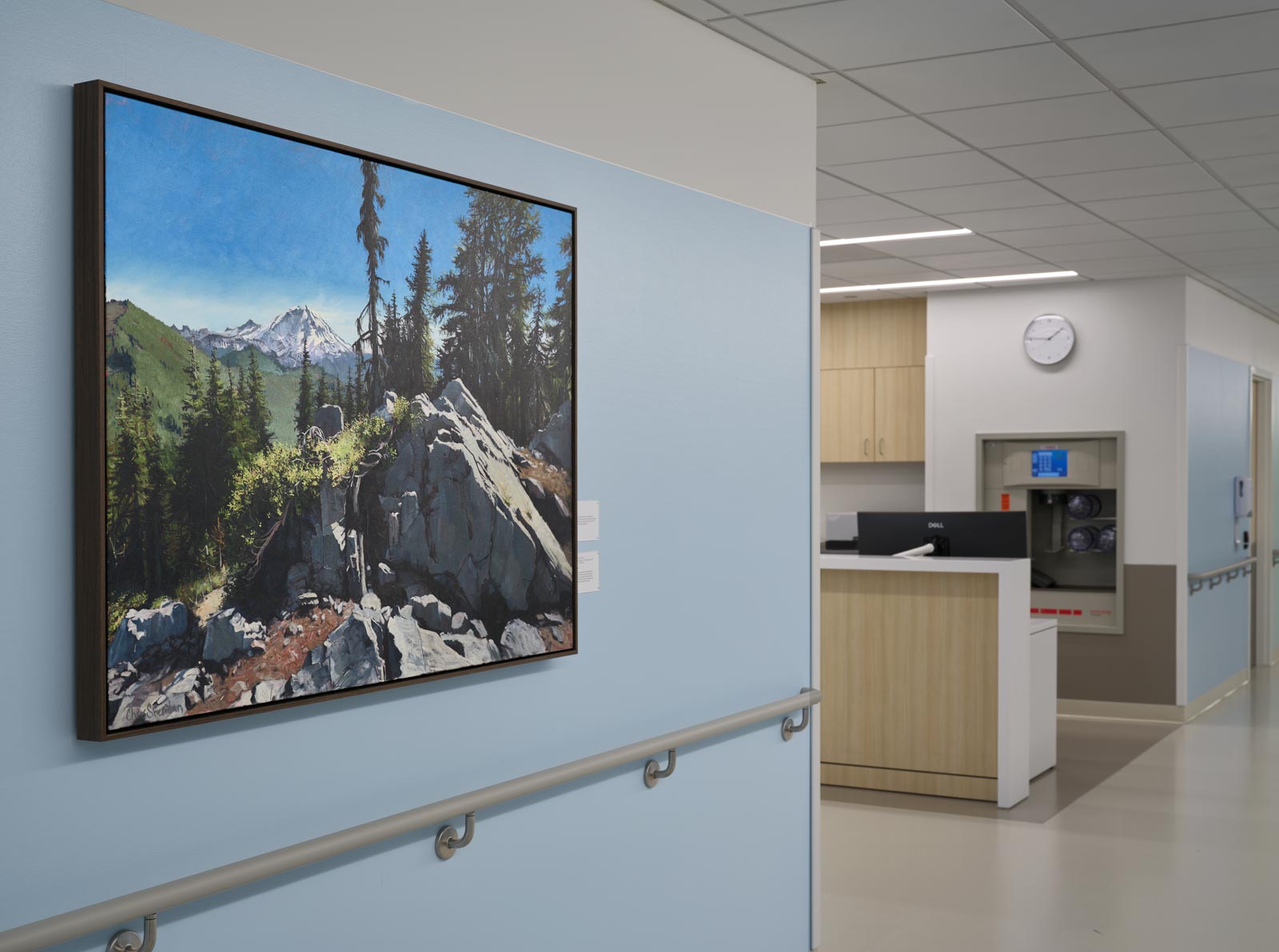 new hall art installation at St. Michael Medical Center new patient tower on the Kitsap Peninsula, photo by Ben Benschneider