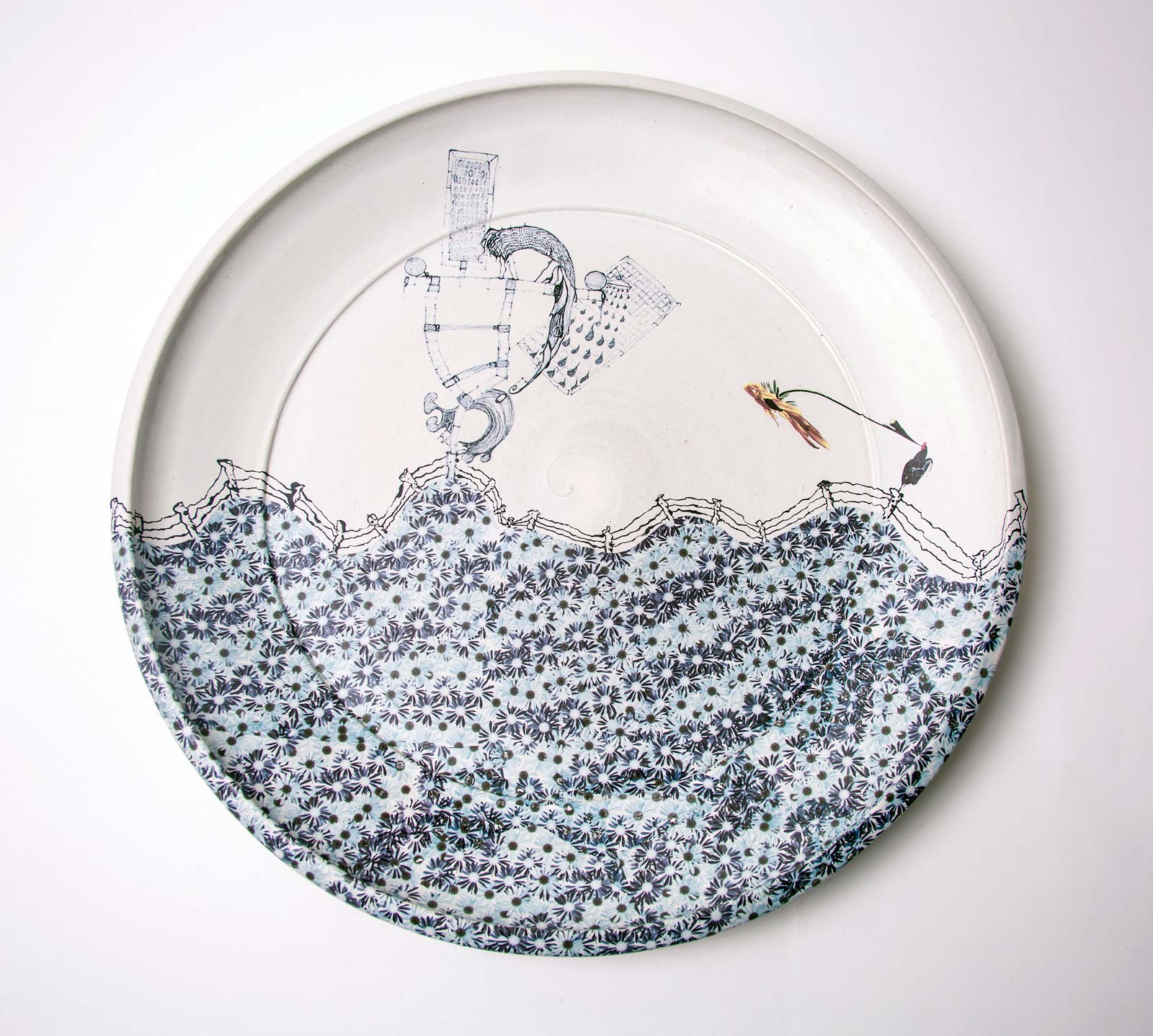 Adam Paulek detail of clay wall hanging set titled Goblin Market, stoneware; photo by Adam Paulek