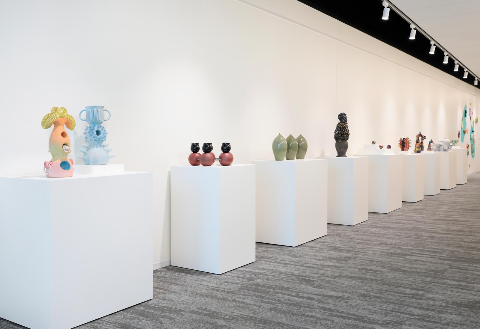 Clay: A New Vocabulary Exhibition, artist’s work shown include Paloma Wall, Deshun Peeples, and Carren Clarke; photo by David Hunter Hale