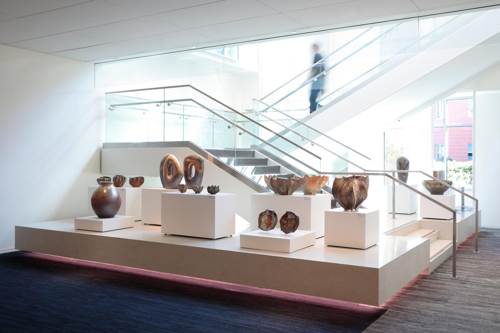 Hitomi and Takuro Shibata clay pieces titled Ambassadors in Clay, woodfired stoneware and wild clays; photo by David Hunter Hale