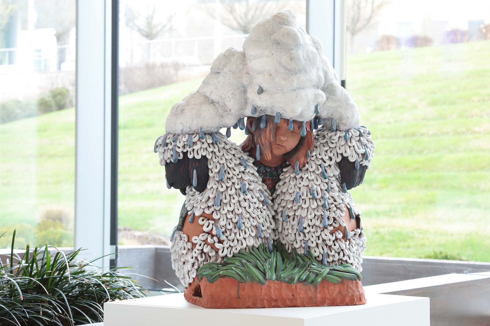 Andréa Keys Connell sculpture entitled Shelter made with clay, glaze, and underglaze, photo by David Hunter Hale