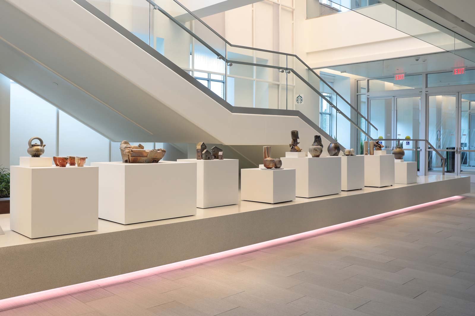 clay art display titled Potters of the Old Ridge Anagama, curated by Randy Edmonson; photo by David Hunter Hale